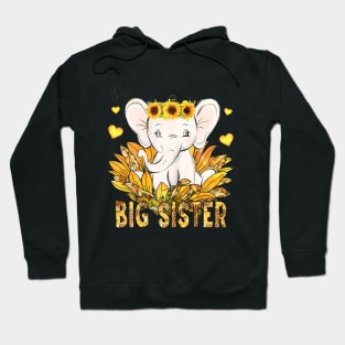 Blessed To Be Called Big Sister Elephant Sunflower Hoodie